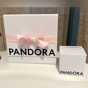 Set of 3 Pandora White Gift Boxes with Pink Ribbon